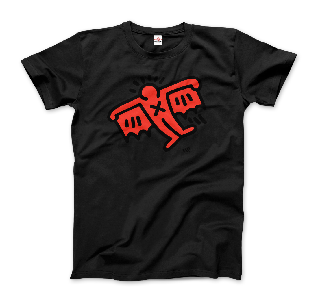 Flying Devil Icon, 1990 Street Art T-Shirt-Art-O-Rama Shop-Men (Unisex)-Charcoal-S-Urbanheer