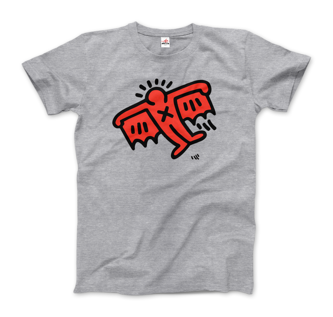 Flying Devil Icon, 1990 Street Art T-Shirt-Art-O-Rama Shop-Men (Unisex)-Heather Grey-S-Urbanheer