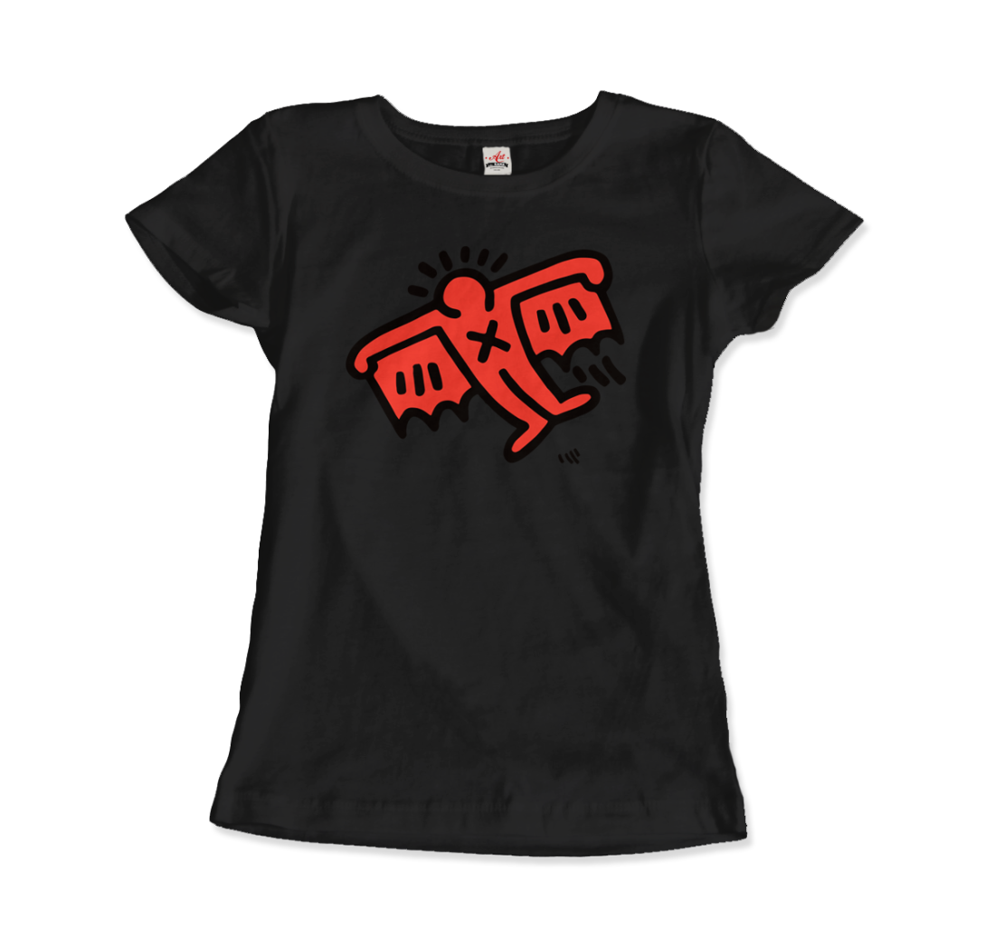 Flying Devil Icon, 1990 Street Art T-Shirt-Art-O-Rama Shop-Women (Fitted)-Heather Grey-S-Urbanheer