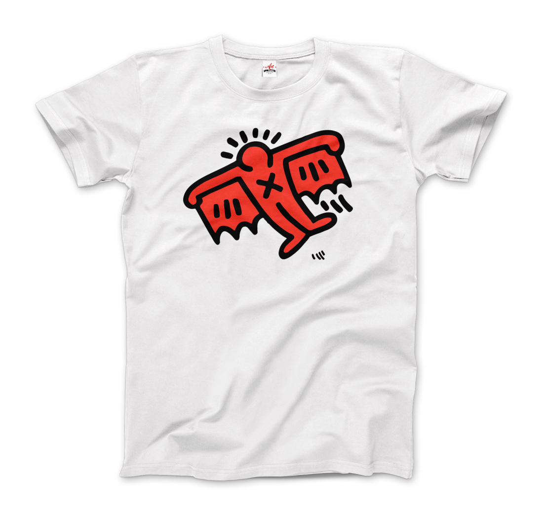 Flying Devil Icon, 1990 Street Art T-Shirt-Art-O-Rama Shop-Men (Unisex)-Black-S-Urbanheer