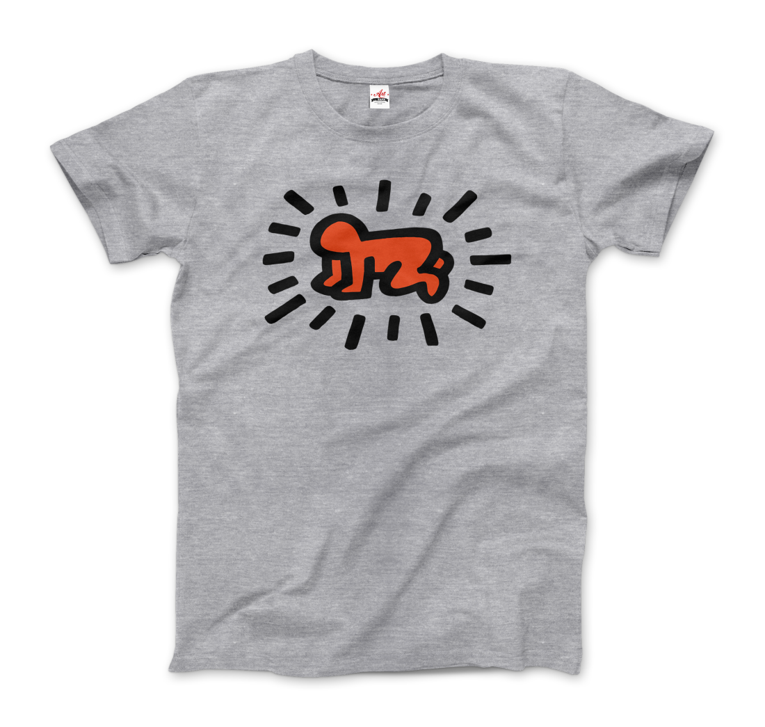 Radiant Baby Icon, 1990 Street Art T-Shirt-Art-O-Rama Shop-Men (Unisex)-Heather Grey-S-Urbanheer