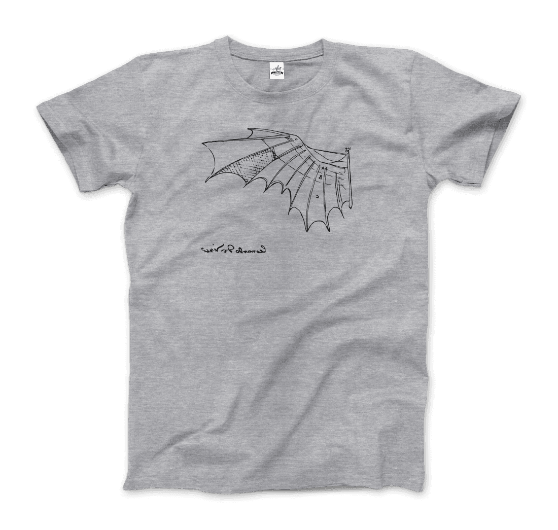 Leonardo Da Vinci, Glider Sketch Artwork T-Shirt-Art-O-Rama Shop-Men (Unisex)-White-S-Urbanheer