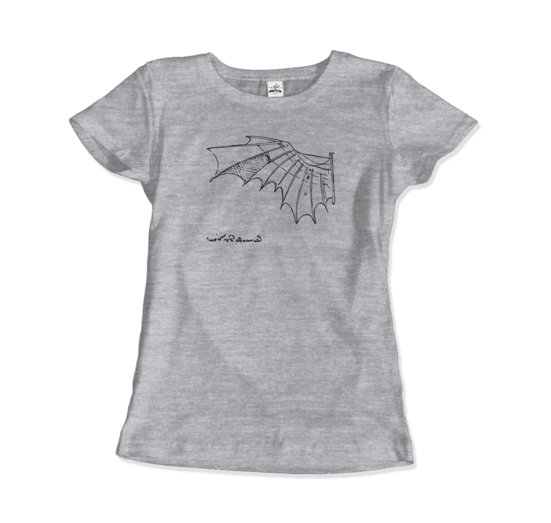 Leonardo Da Vinci, Glider Sketch Artwork T-Shirt-Art-O-Rama Shop-Men (Unisex)-Navy-S-Urbanheer
