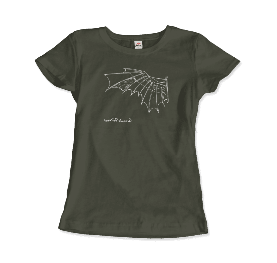 Leonardo Da Vinci, Glider Sketch Artwork T-Shirt-Art-O-Rama Shop-Men (Unisex)-White-S-Urbanheer