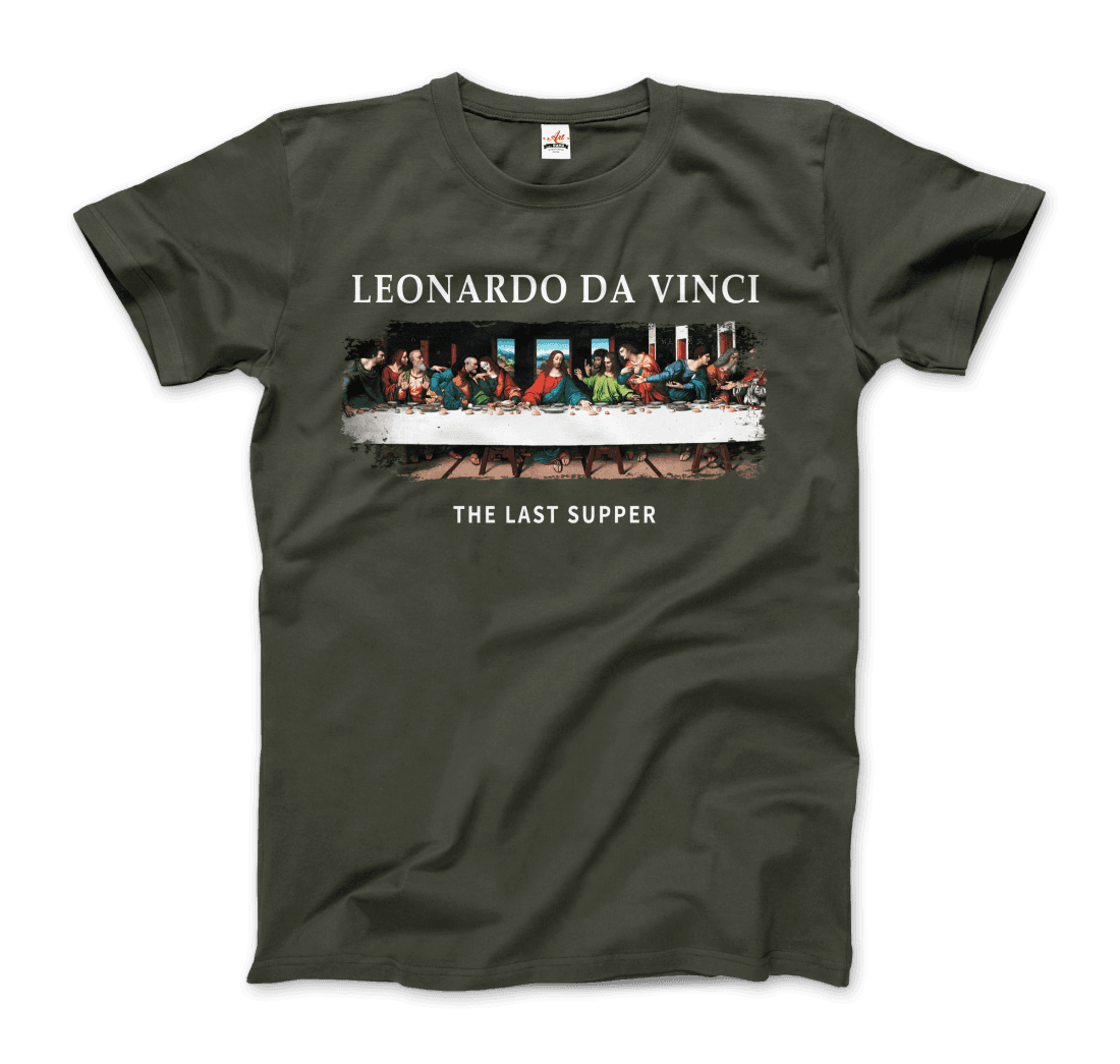 Leonardo Da Vinci - The Last Supper Artwork T-Shirt-Art-O-Rama Shop-Men (Unisex)-Black-S-Urbanheer