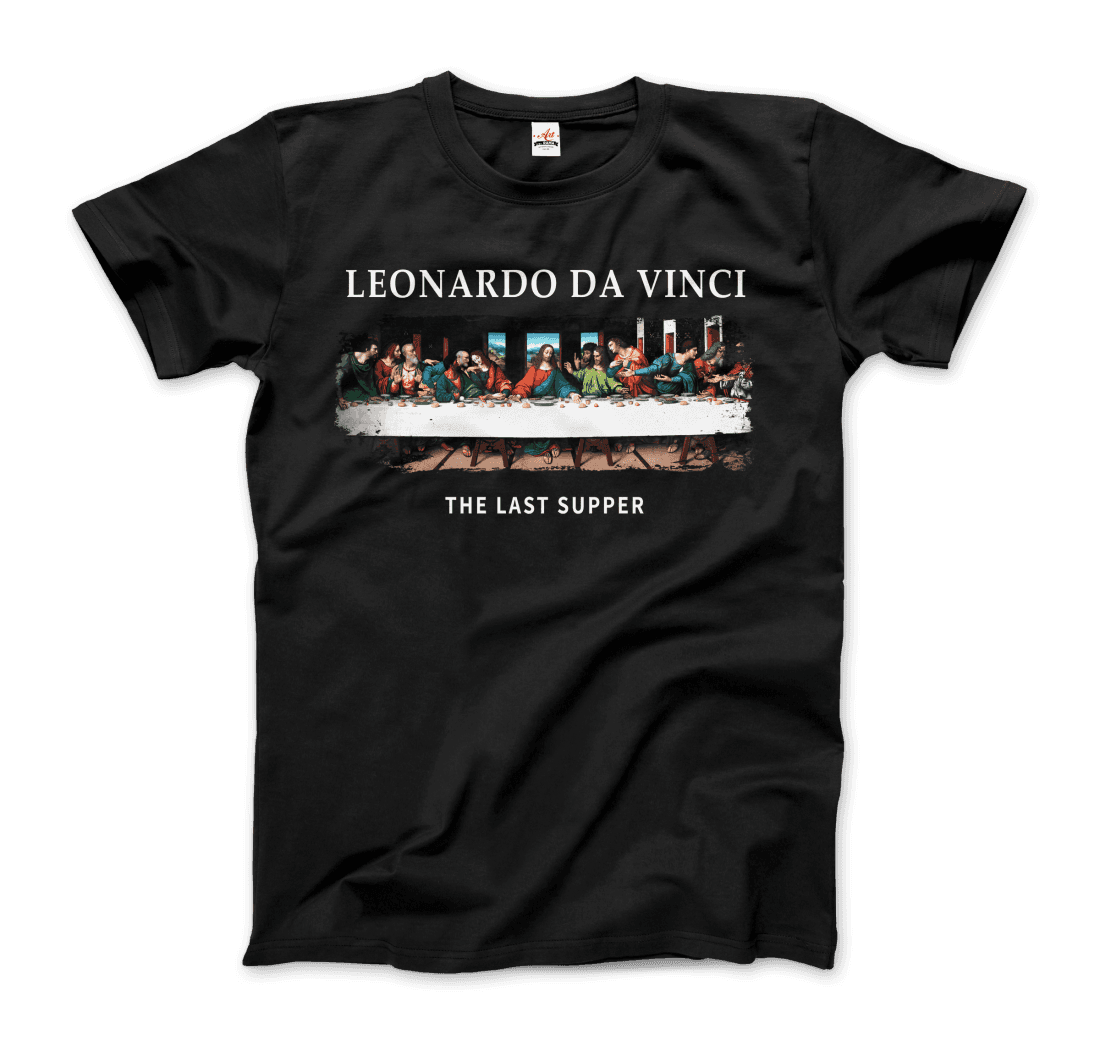 Leonardo Da Vinci - The Last Supper Artwork T-Shirt-Art-O-Rama Shop-Men (Unisex)-Black-S-Urbanheer