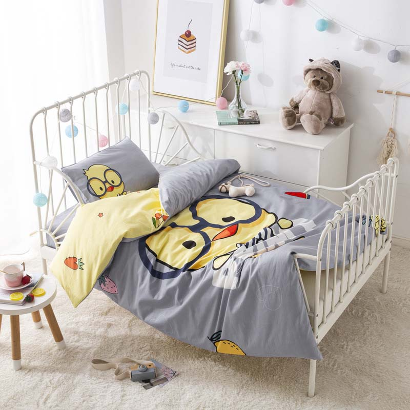 Gray Chicken Bedding Set 3-Piece Organic Cotton Fits Crib And Toddler-Baby Bedding Design-Urbanheer
