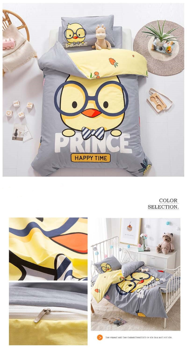 Gray Chicken Bedding Set 3-Piece Organic Cotton Fits Crib And Toddler-Baby Bedding Design-Urbanheer