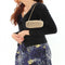 Lo2377 - Gold White Metal Clutch With Top Grade Crystal In Multi Color-Alamode-Urbanheer
