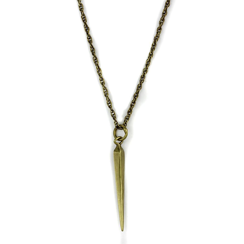 Lo3707 - Antique Copper Brass Chain Pendant With No Stone-Alamode-16"+3"-Urbanheer