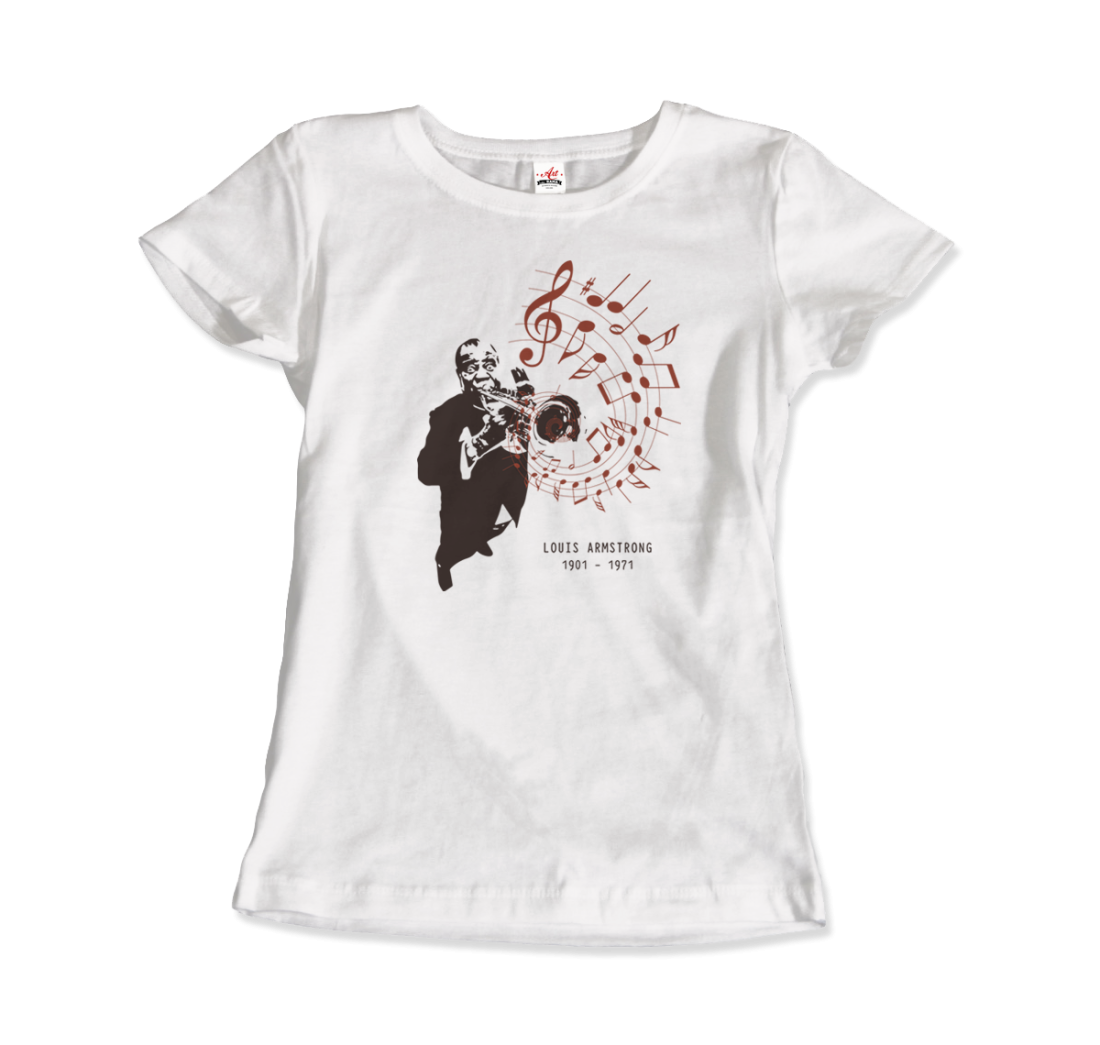Louis Armstrong (Satchmo) Playing Trumpet T-Shirt-Art-O-Rama Shop-Men (Unisex)-White-S-Urbanheer