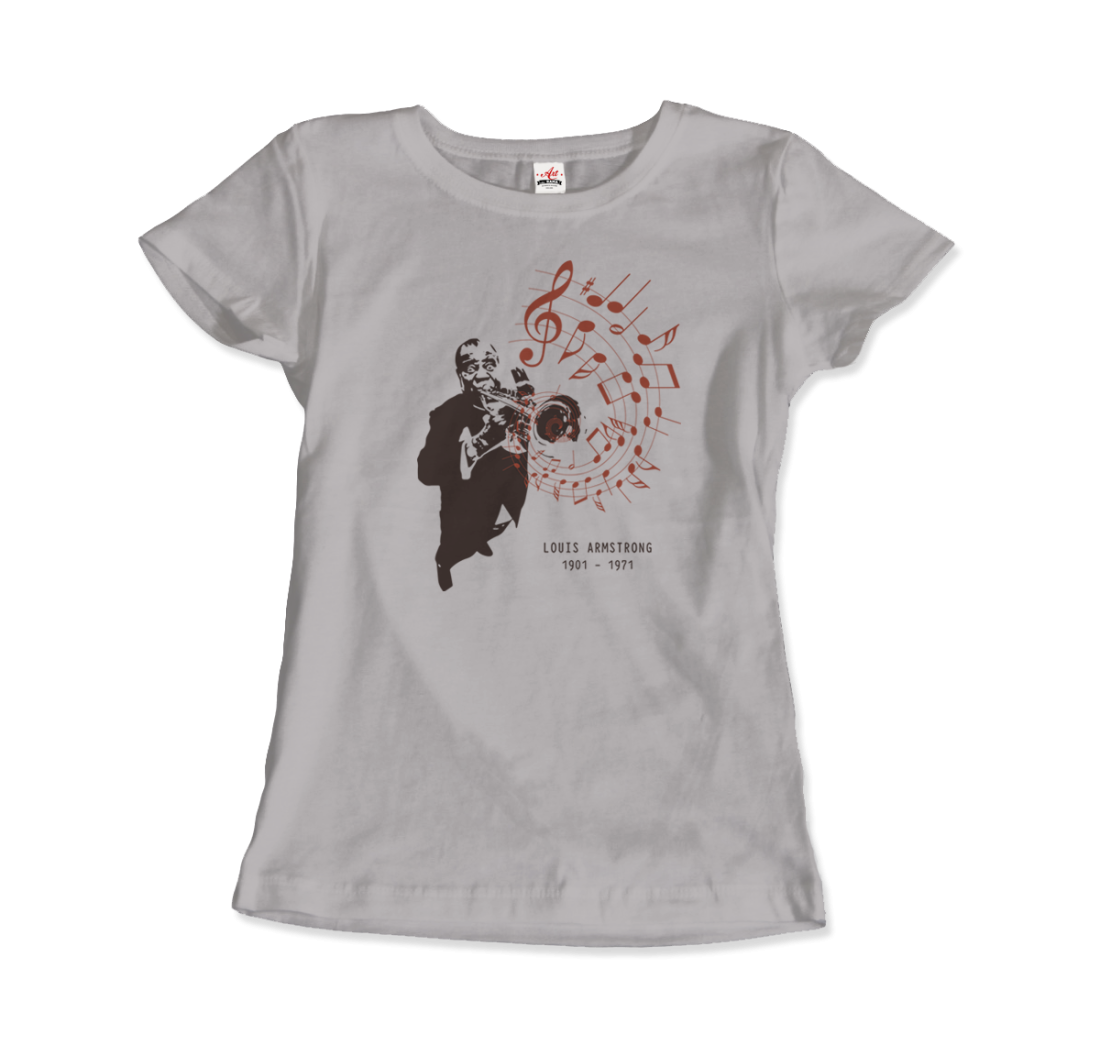 Louis Armstrong (Satchmo) Playing Trumpet T-Shirt-Art-O-Rama Shop-Men (Unisex)-White-S-Urbanheer
