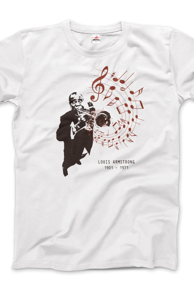 Louis Armstrong (Satchmo) Playing Trumpet T-Shirt-Art-O-Rama Shop-Men (Unisex)-White-3XL-Urbanheer