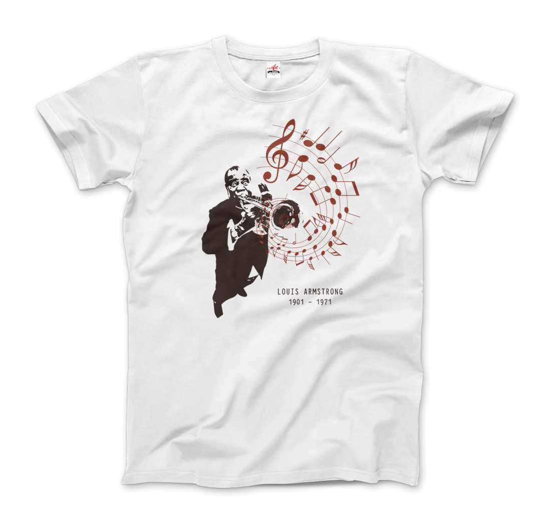 Louis Armstrong (Satchmo) Playing Trumpet T-Shirt-Art-O-Rama Shop-Men (Unisex)-White-S-Urbanheer