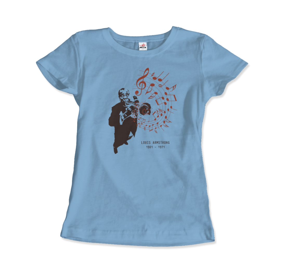 Louis Armstrong (Satchmo) Playing Trumpet T-Shirt-Art-O-Rama Shop-Men (Unisex)-White-S-Urbanheer