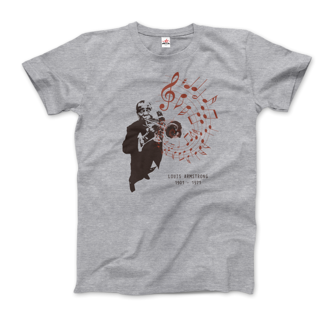 Louis Armstrong (Satchmo) Playing Trumpet T-Shirt-Art-O-Rama Shop-Men (Unisex)-White-S-Urbanheer
