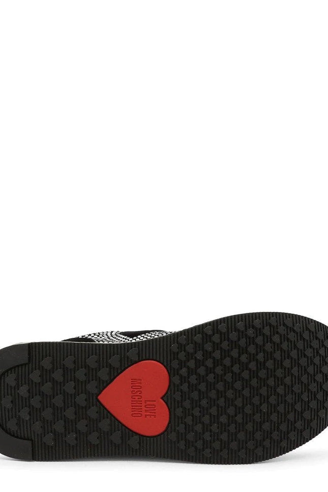 Rhinestone Heart Sneakers - Black-Love Moschino-Urbanheer