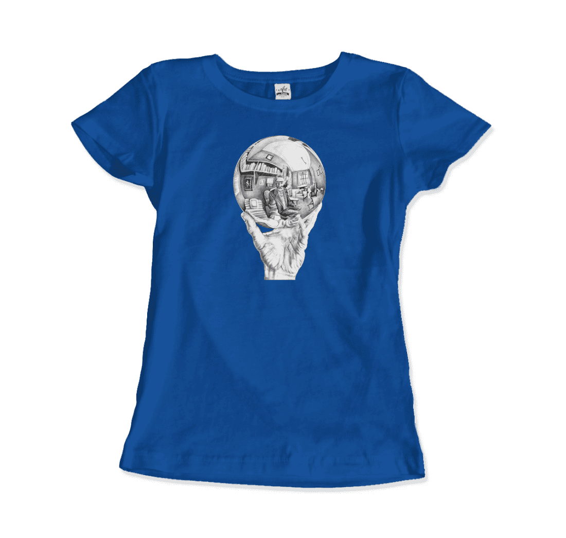 M.C. Escher Hand With Reflective Globe T-Shirt-Art-O-Rama Shop-Youth-White-S-Urbanheer