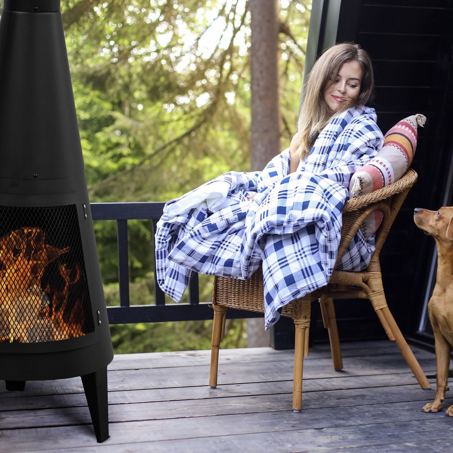 Outdoor Chiminea Fireplace Iron Fire Pit-lampdepot-Urbanheer