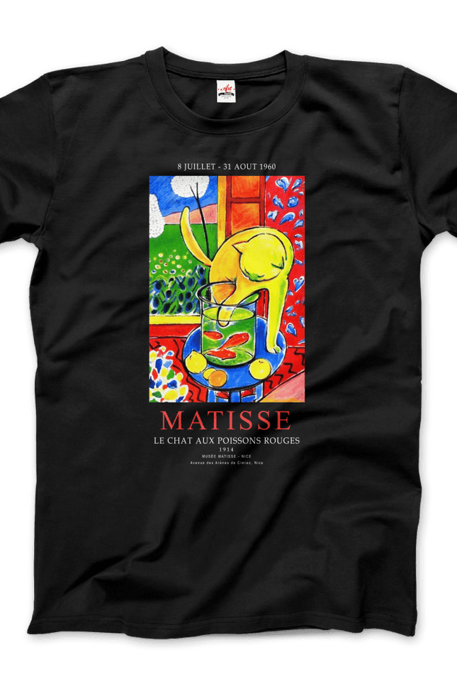 Matisse - Exhibition, Le Chat Aux Poissons Rouges (The Cat) Art T-Shirt-T-Shirt-Art-O-Rama Shop-Urbanheer