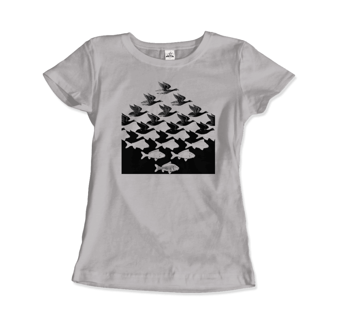 Mc Escher Sky And Water I Art T-Shirt-Art-O-Rama Shop-Men (Unisex)-White-S-Urbanheer