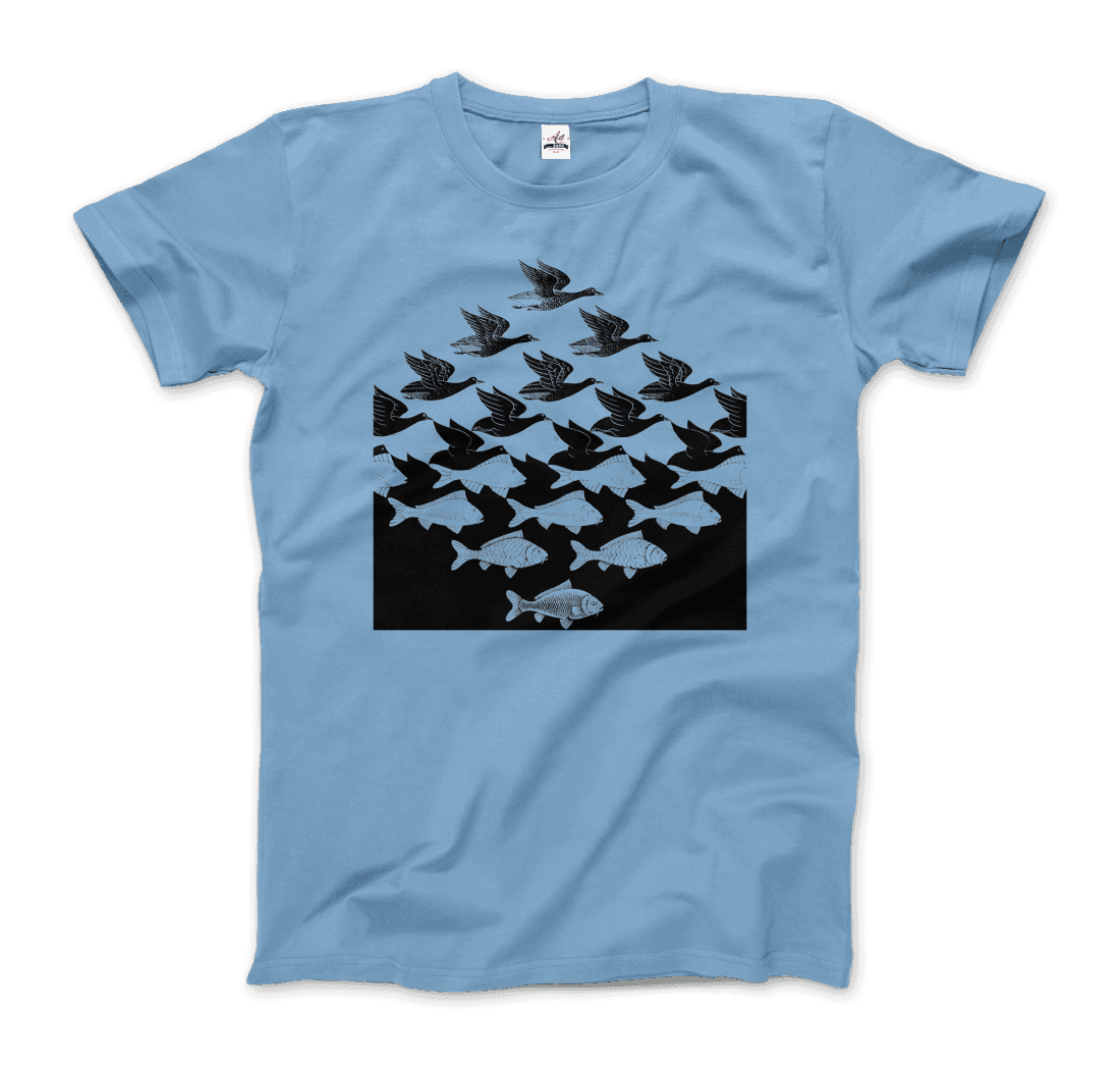 Mc Escher Sky And Water I Art T-Shirt-Art-O-Rama Shop-Men (Unisex)-White-S-Urbanheer