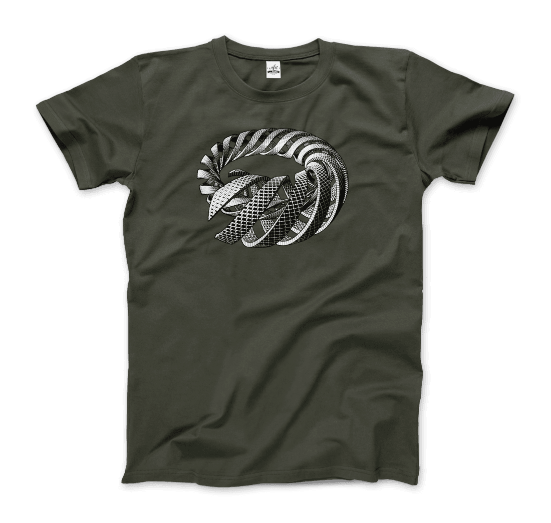 Mc Escher Spirals Art T-Shirt-Art-O-Rama Shop-Men (Unisex)-City Green-S-Urbanheer