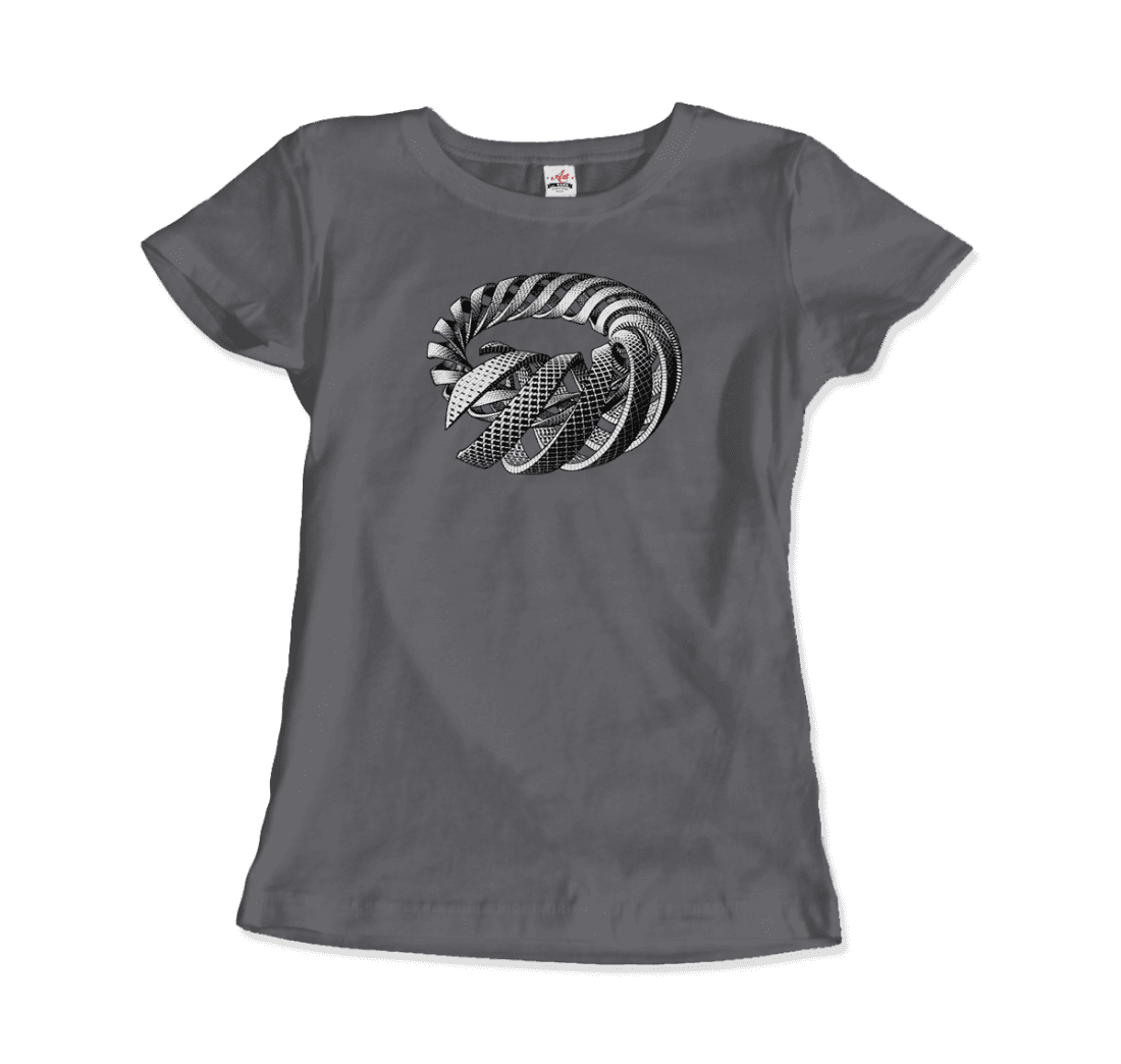 Mc Escher Spirals Art T-Shirt-Art-O-Rama Shop-Women (Fitted)-White-S-Urbanheer