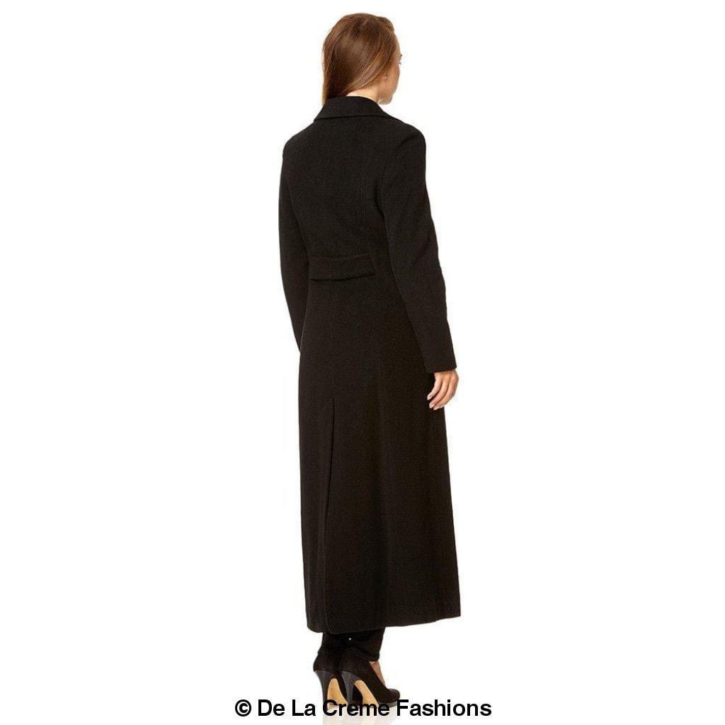 Wool Blend Double Breasted Long Coat-Rose Eleusis-UK 10/EU 38/US 6-Black-Urbanheer