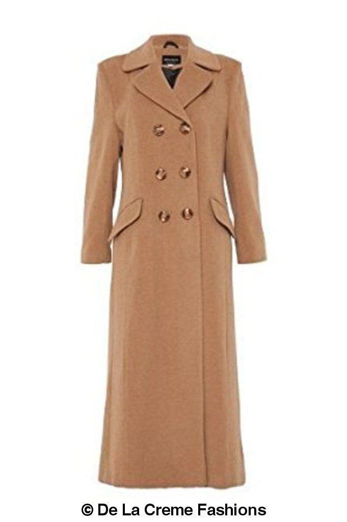 Wool Blend Double Breasted Long Coat-Rose Eleusis-UK 10/EU 38/US 6-Black-Urbanheer