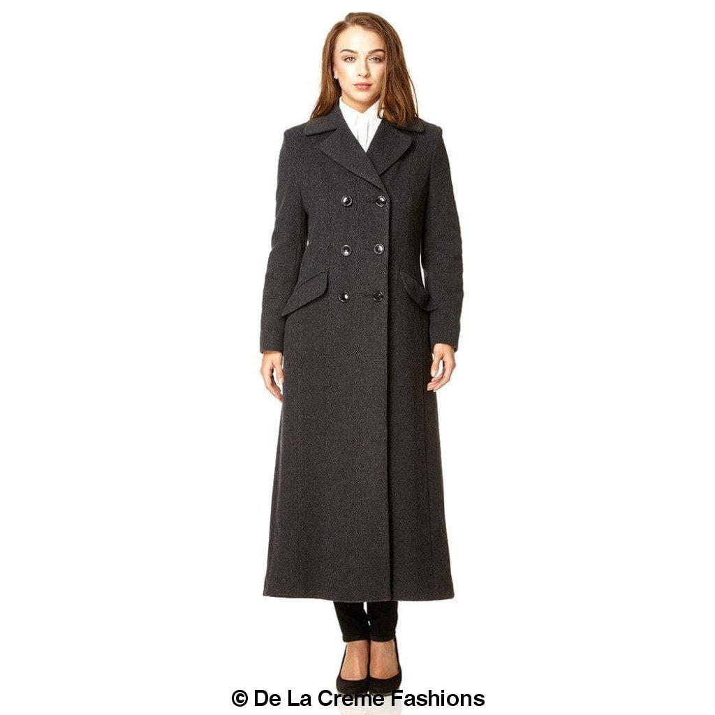 Wool Blend Double Breasted Long Coat-Rose Eleusis-UK 10/EU 38/US 6-Black-Urbanheer