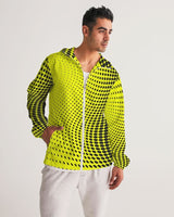 Mens Hooded Windbreaker - Yellow Polka Dot Water Resistant Jacket - JL1B0X