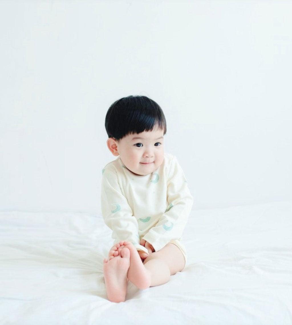 Organic Cotton Long Sleeve Onesie-Midnight-NORSU-ORGANIC-Newborn-Off-white midnight-Urbanheer