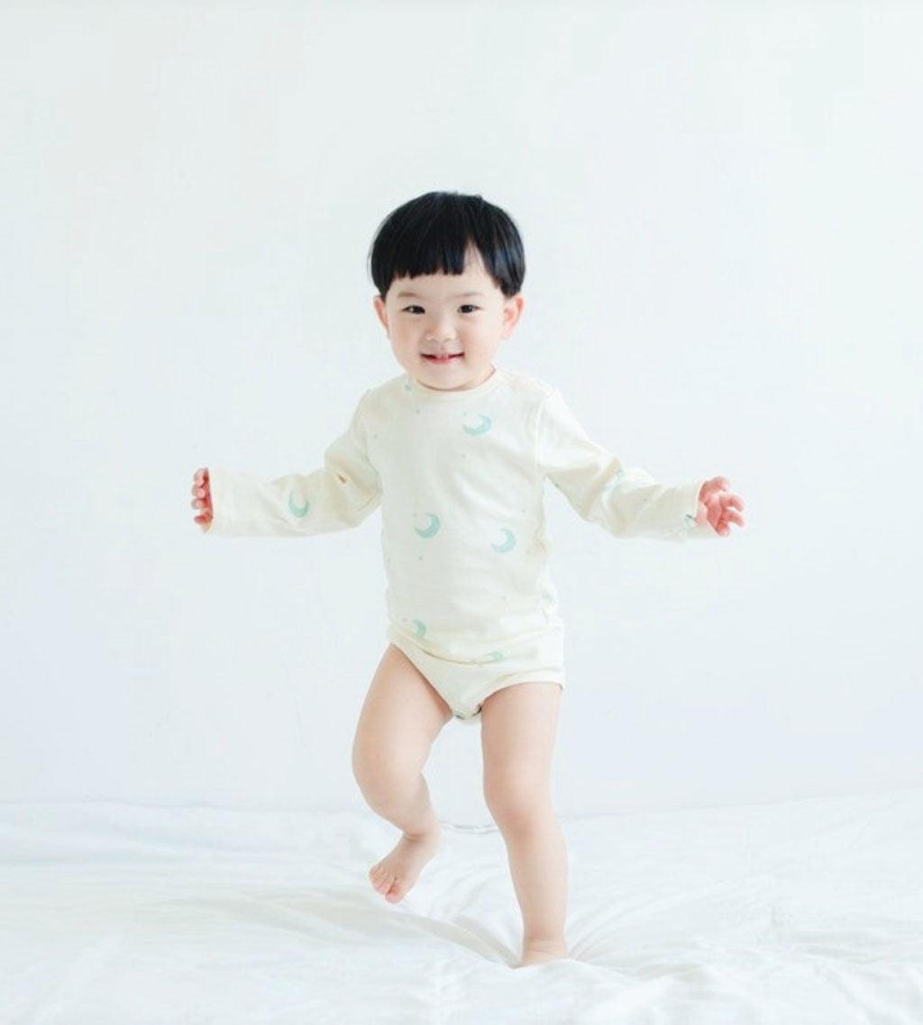 Organic Cotton Long Sleeve Onesie-Midnight-NORSU-ORGANIC-Newborn-Off-white midnight-Urbanheer