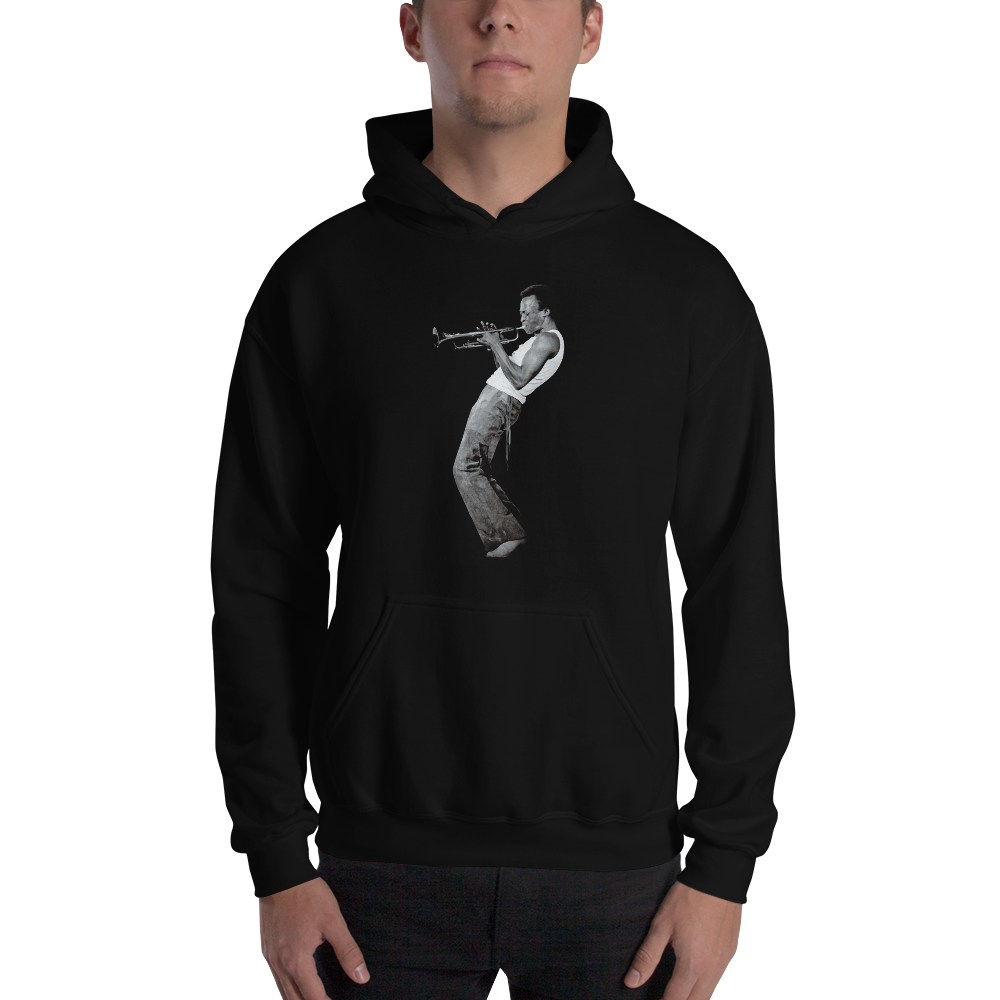 Miles Davis Playing His Trumpet Artwork Unisex Hoodie-Art-O-Rama Shop-Black-S-Urbanheer