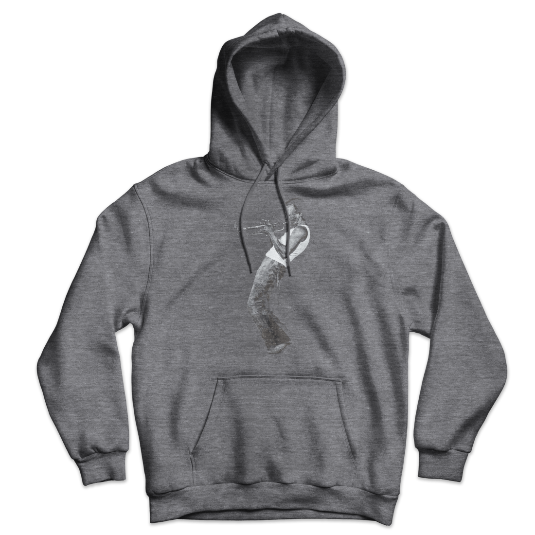 Miles Davis Playing His Trumpet Artwork Unisex Hoodie-Art-O-Rama Shop-Dark Heather-S-Urbanheer