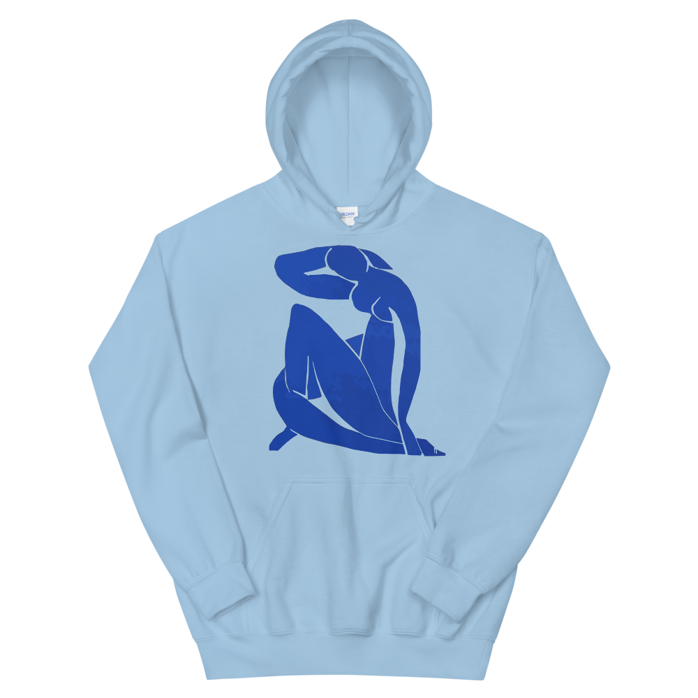 Henri Matisse Blue Nude 1952 Artwork Unisex Hoodie-Art-O-Rama Shop-Light Blue-S-Urbanheer