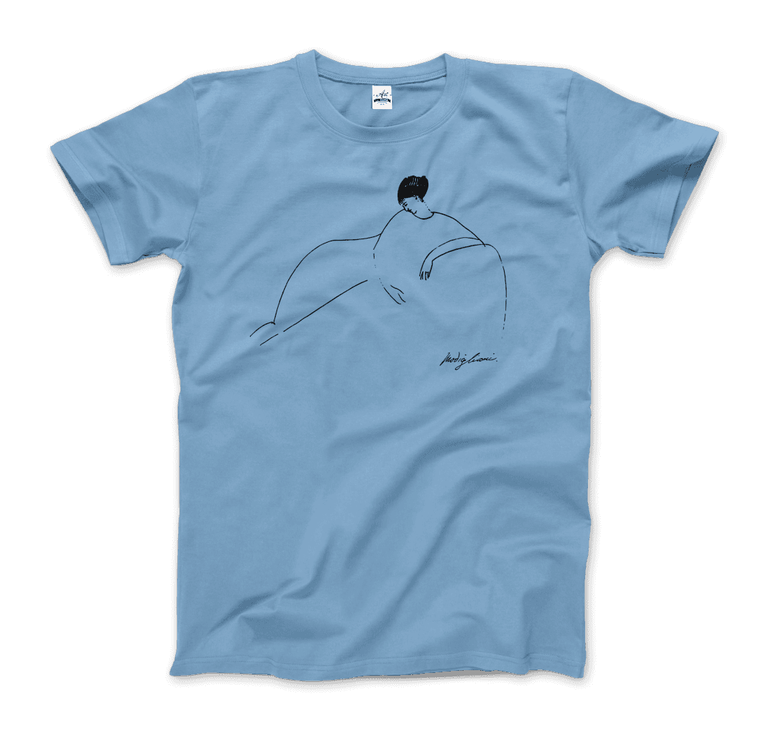 Modigliani - Anna Akhmatova Sketch Artwork T-Shirt-Art-O-Rama Shop-Men (Unisex)-White-S-Urbanheer