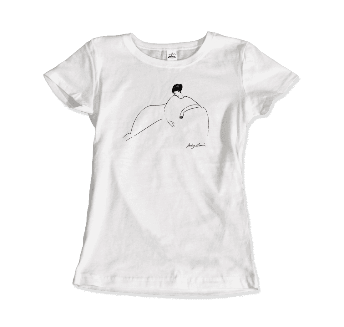 Modigliani - Anna Akhmatova Sketch Artwork T-Shirt-Art-O-Rama Shop-Men (Unisex)-White-S-Urbanheer
