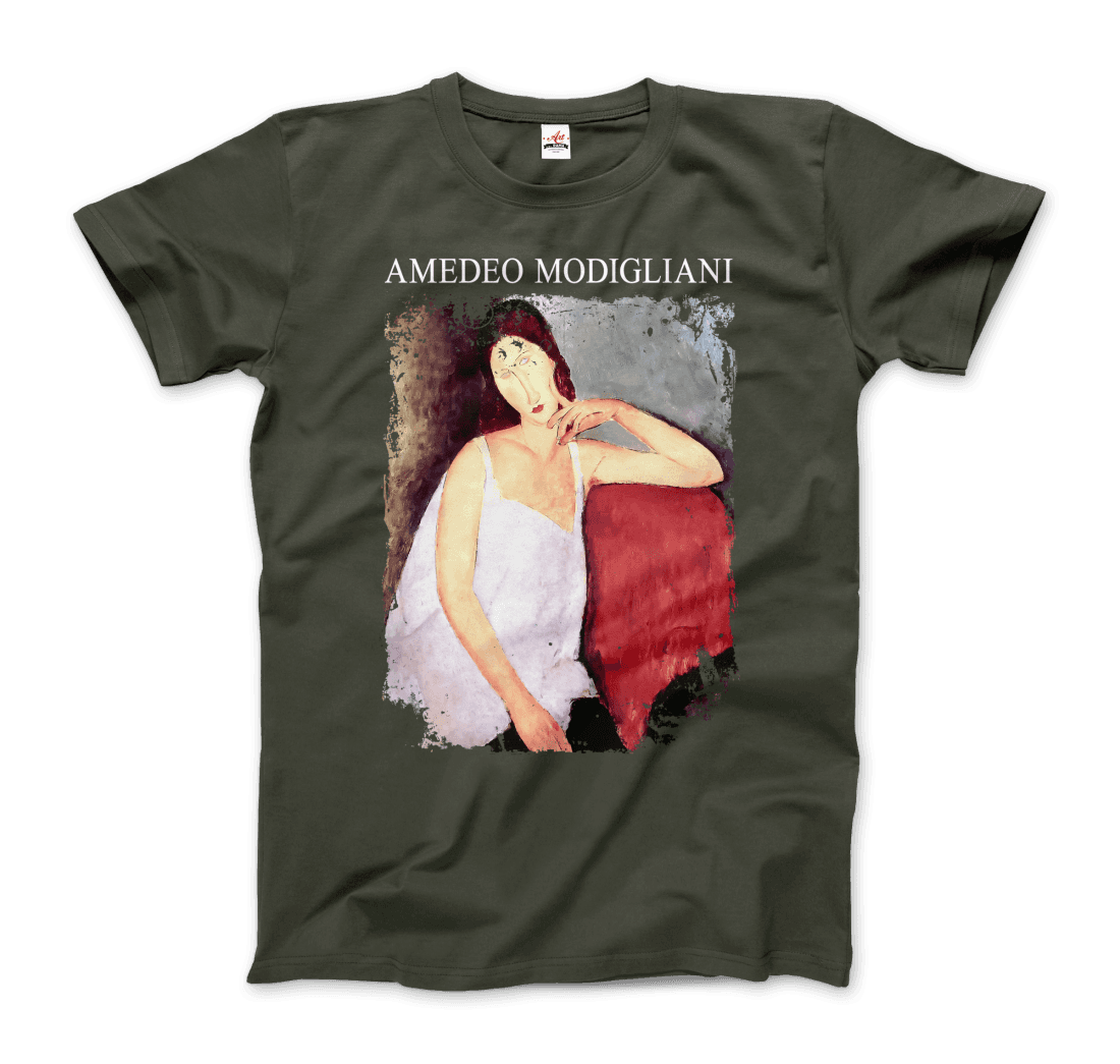Modigliani - Portrait Of Jeanne Hébuterne, 1919 Artwork T-Shirt-Art-O-Rama Shop-Men (Unisex)-Black-S-Urbanheer
