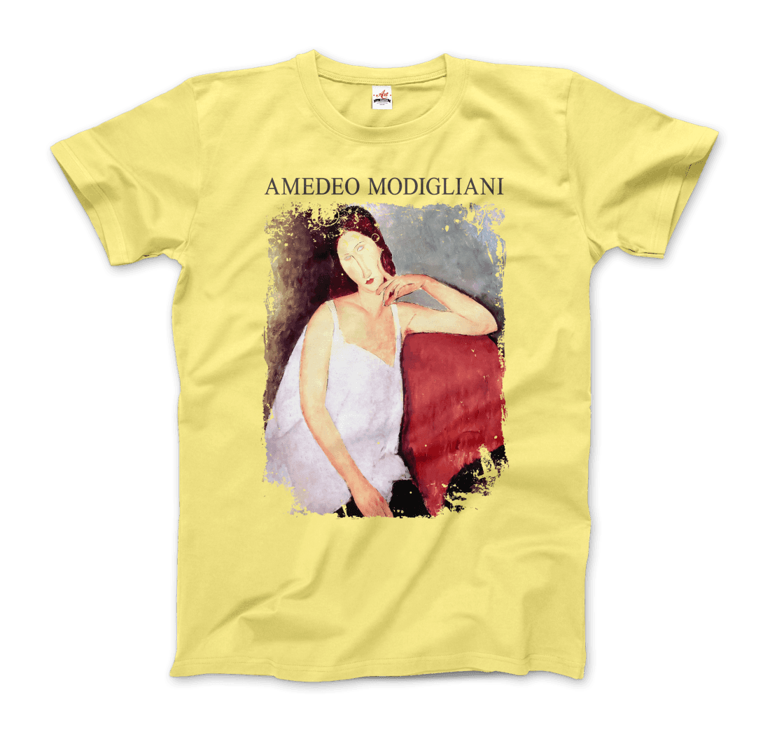 Modigliani - Portrait Of Jeanne Hébuterne, 1919 Artwork T-Shirt-Art-O-Rama Shop-Men (Unisex)-Black-S-Urbanheer