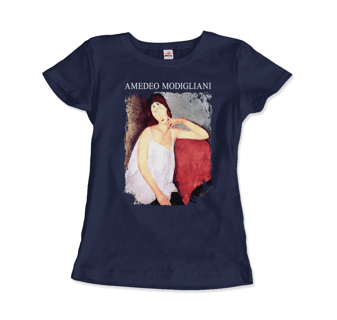 Modigliani - Portrait Of Jeanne Hébuterne, 1919 Artwork T-Shirt-Art-O-Rama Shop-Men (Unisex)-Black-S-Urbanheer