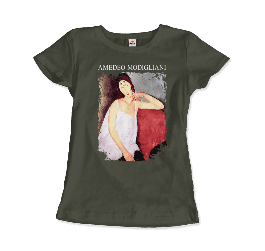 Modigliani - Portrait Of Jeanne Hébuterne, 1919 Artwork T-Shirt-Art-O-Rama Shop-Men (Unisex)-Black-S-Urbanheer