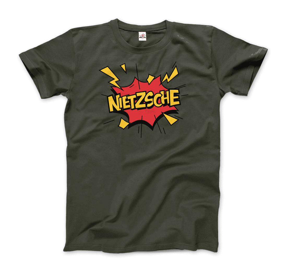 Nietzche - Comics Boom Style T-Shirt-T-Shirt-Art-O-Rama Shop-Men (Unisex)-Military Green-S-Urbanheer