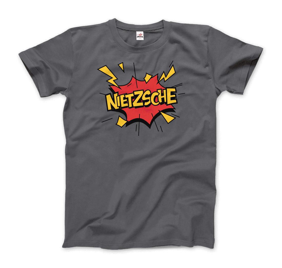 Nietzche - Comics Boom Style T-Shirt-T-Shirt-Art-O-Rama Shop-Men (Unisex)-Heather Grey-S-Urbanheer