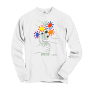 Pablo Picasso Bouquet Of Peace 1958 Artwork Long Sleeve Shirt-Art-O-Rama Shop-White-Small-Urbanheer