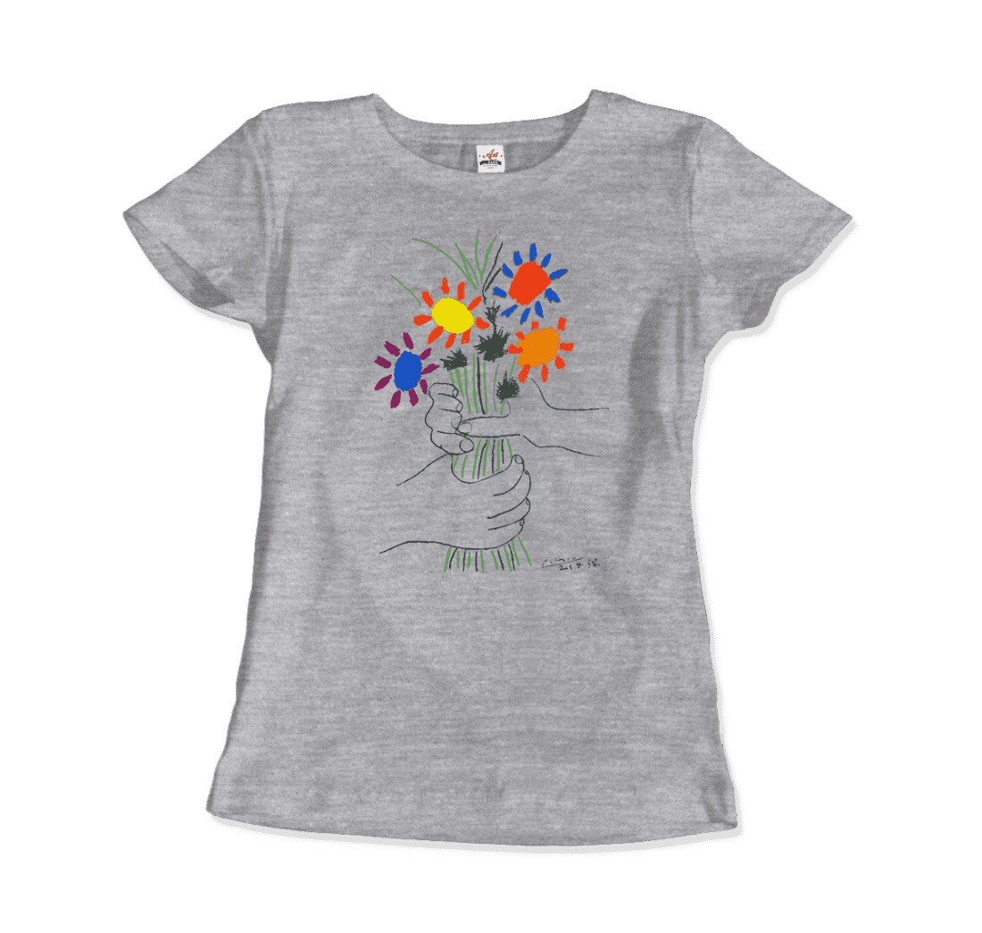 Pablo Picasso Bouquet Of Peace 1958 Artwork T-Shirt-Art-O-Rama Shop-Youth-White-S-Urbanheer