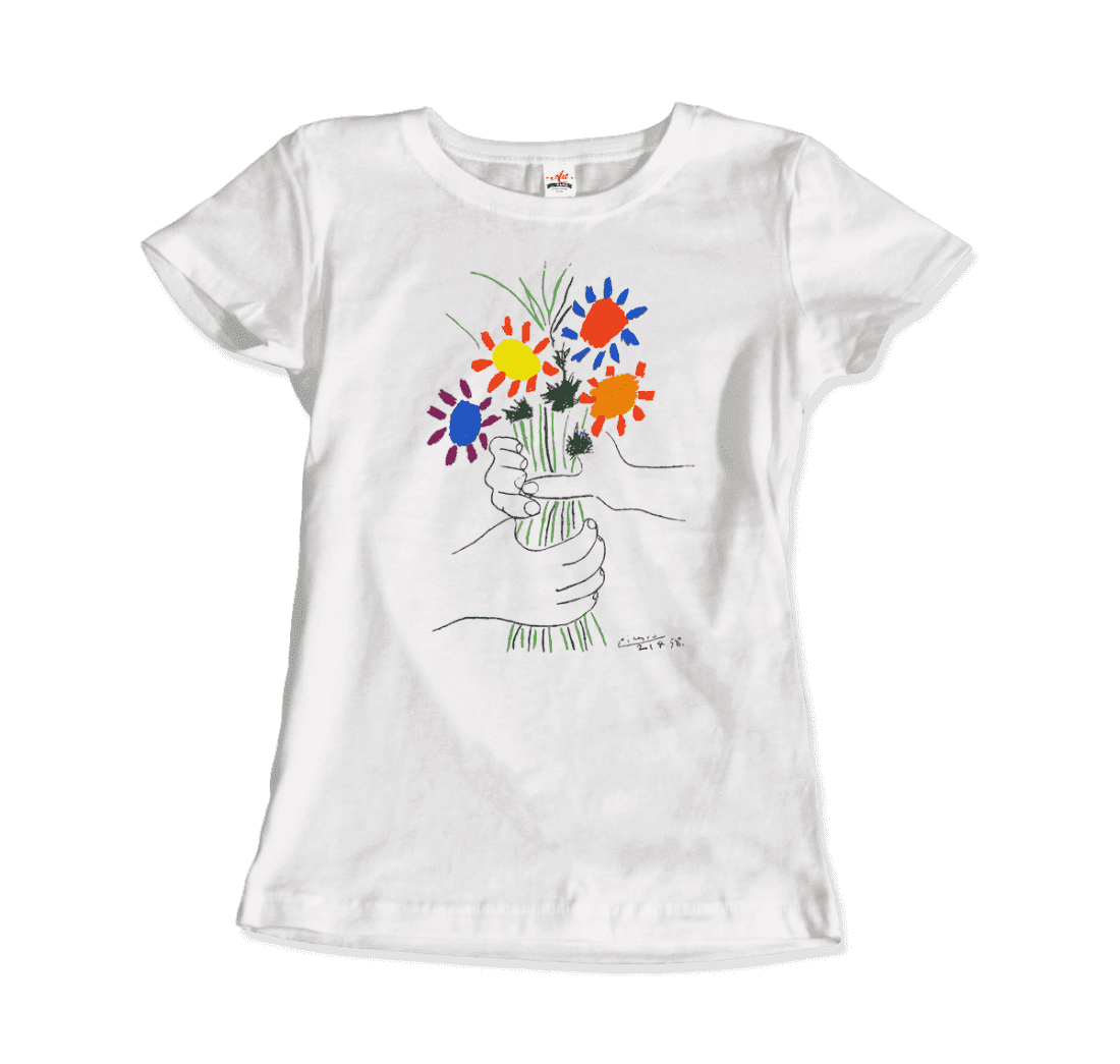 Pablo Picasso Bouquet Of Peace 1958 Artwork T-Shirt-Art-O-Rama Shop-Women (Fitted)-Heather Grey-S-Urbanheer