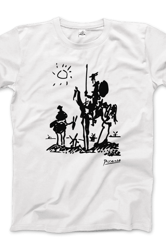 Pablo Picasso Don Quixote of La Mancha 1955 Artwork T-Shirt-T-Shirt-Art-O-Rama Shop-Men (Unisex)-White-M-Urbanheer