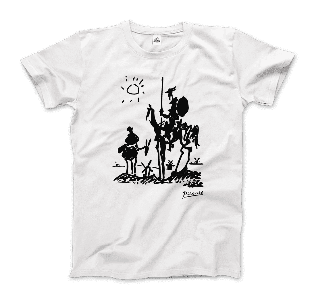 Pablo Picasso Don Quixote of La Mancha 1955 Artwork T-Shirt-T-Shirt-Art-O-Rama Shop-Men (Unisex)-White-S-Urbanheer